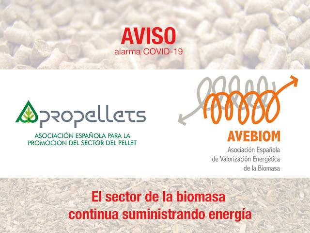 Aviso Apropellets AVEBIOM la biomasa sigue suministrando energía renovable en crisis covid19